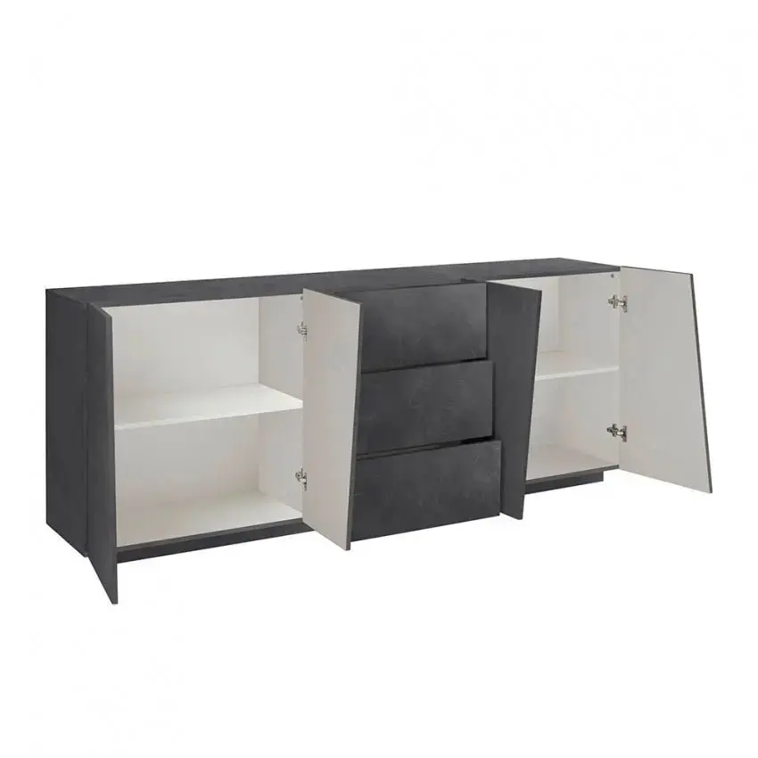 Credenza Moderna VEGA: 4 Ante Battenti e 3 Cassetti Ardesia - Image 3
