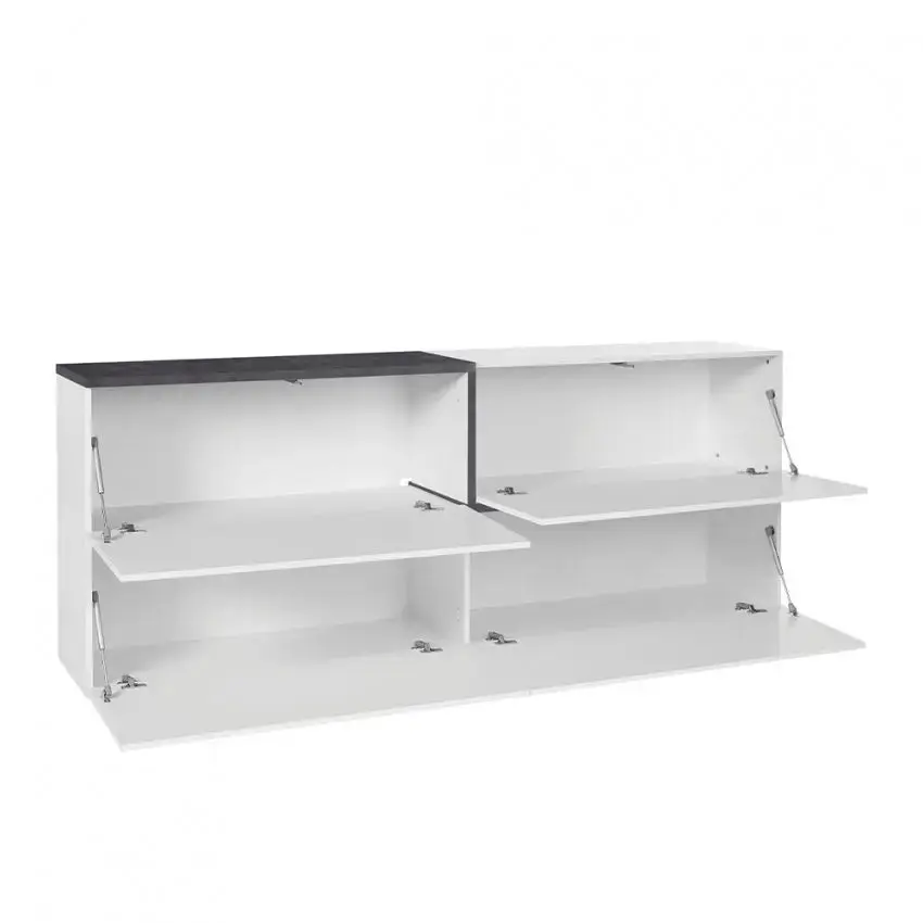Credenza Moderna ZET 210 con 4 Ante Ribalta, Colore Bianco Ardesia - Image 3