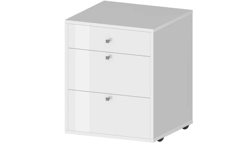 Cassettiera con Ruote DALIA – 47x45x61,2 cm, Bianco Lucido, 3 Cassetti - Image 2