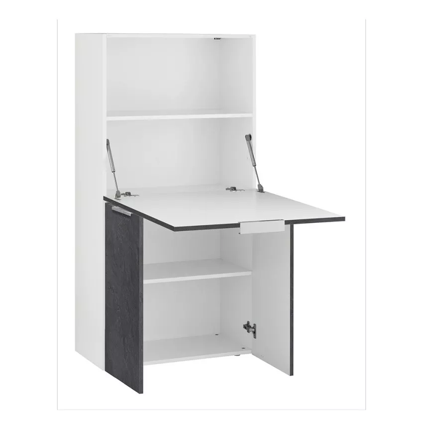 Scrivania Salvaspazio Dalia - Anta Ribaltabile, Made in Italy, Bianco - Image 2