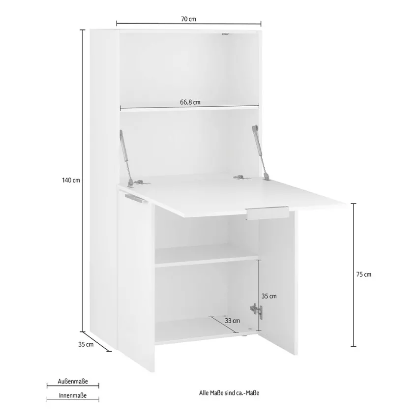 Scrivania Salvaspazio Dalia - Anta Ribaltabile, Made in Italy, Bianco - Image 6