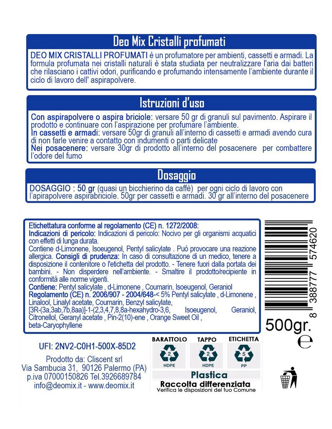 Deo mix cristalli profumati per aspirapolvere felce e talco gr.500 - Image 3