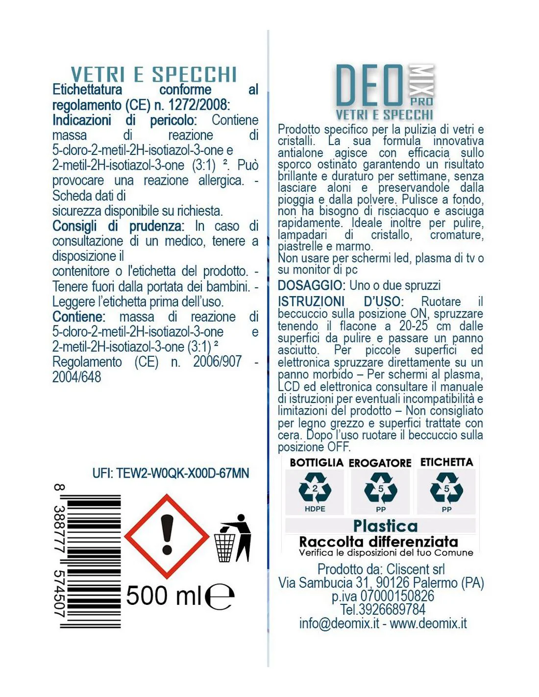 Deo mix pro detergente vetri e specchi ml.500 - Image 2