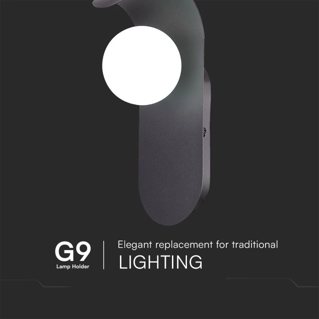 Applique da Parete LED con Attacco G9 – Metallo e Vetro Nero - Image 4