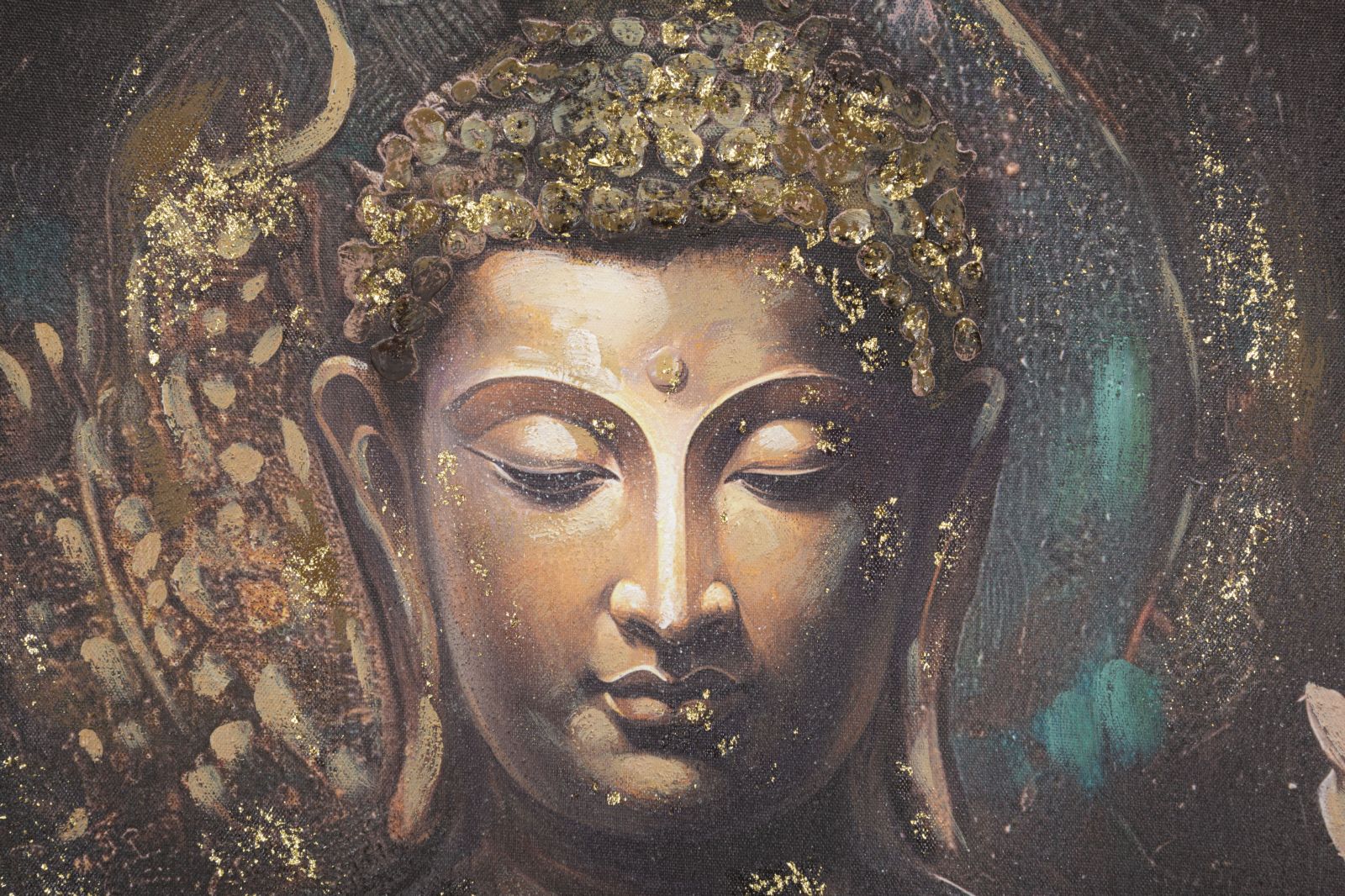Quadro su Tela con Buddha in Meditazione - cm 100x3x100 - Image 2