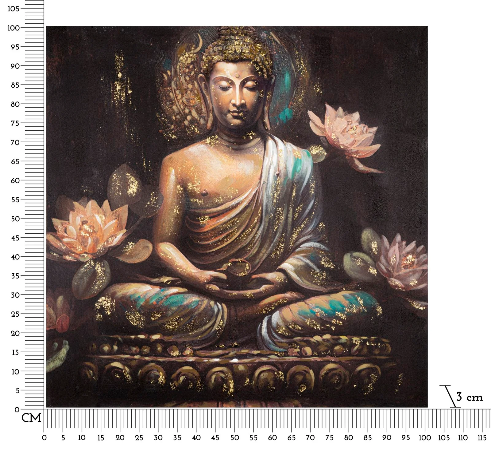 Quadro su Tela con Buddha in Meditazione - cm 100x3x100 - Image 6