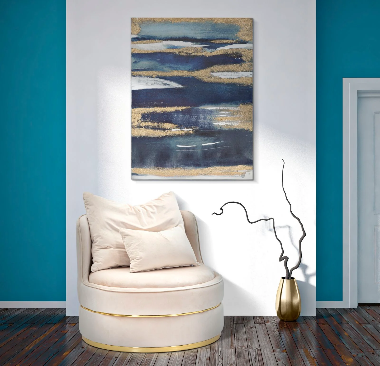 Dipinto Astratto Blu Notte cm 60x2,7x80 - Image 5