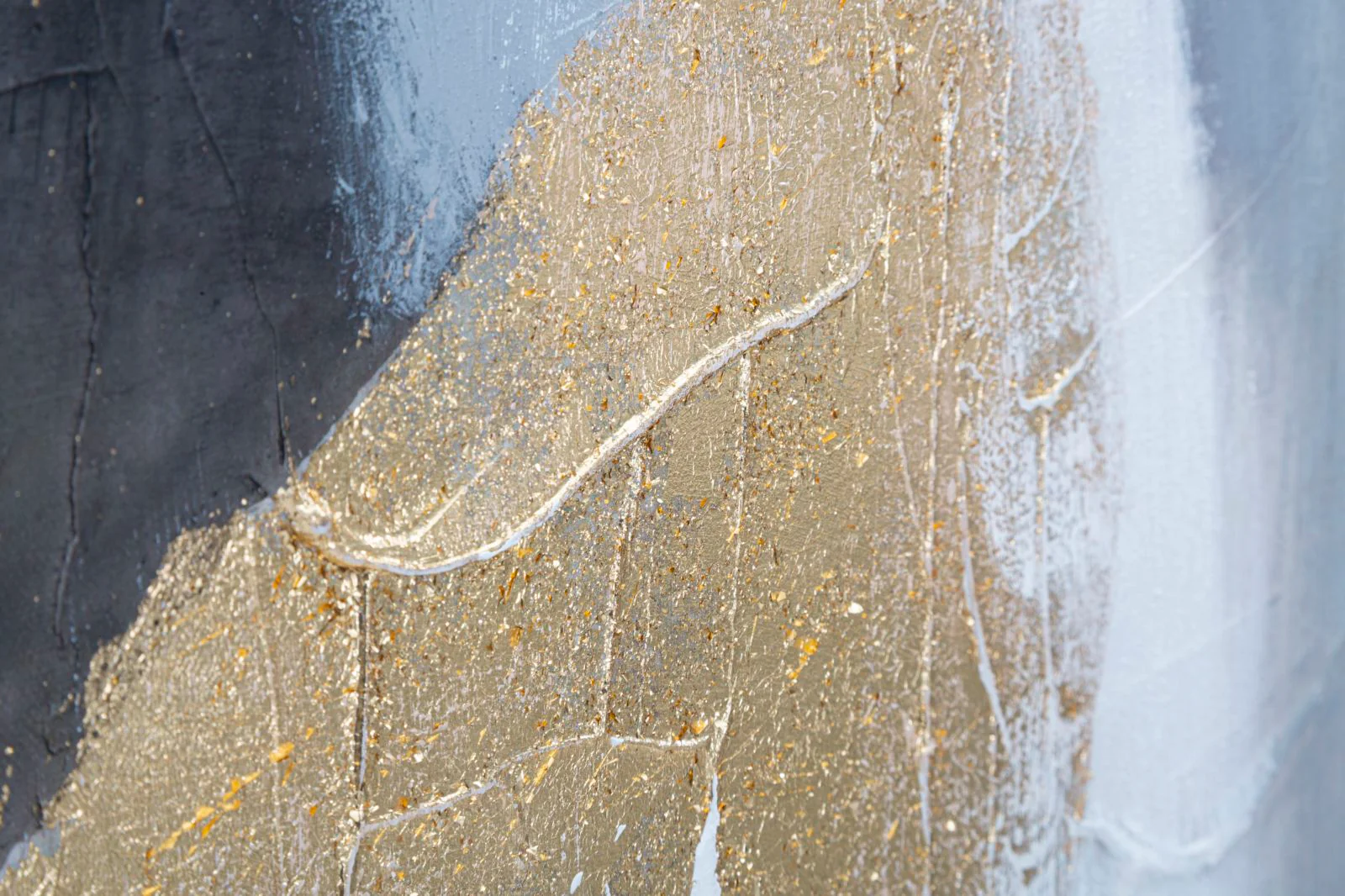 Dipinto astratto su tela grigio/oro 80x2,8x100 cm - Image 4