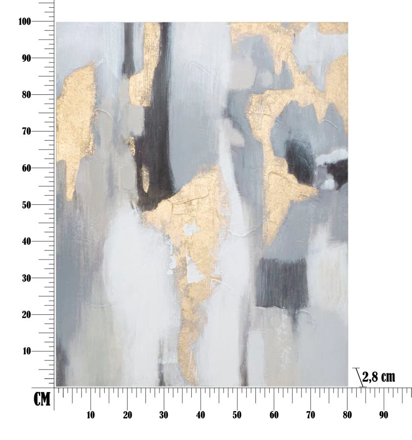 Dipinto astratto su tela grigio/oro 80x2,8x100 cm - Image 6