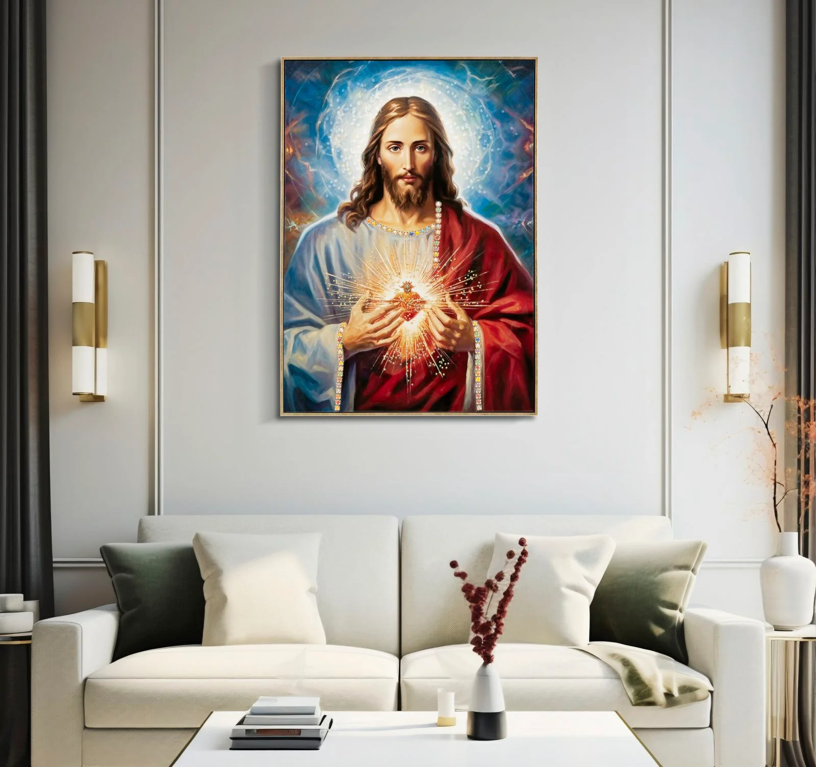 Dipinto Su Tela Laccato Jesus C/Cornice 72X4X102 Cm - Image 6