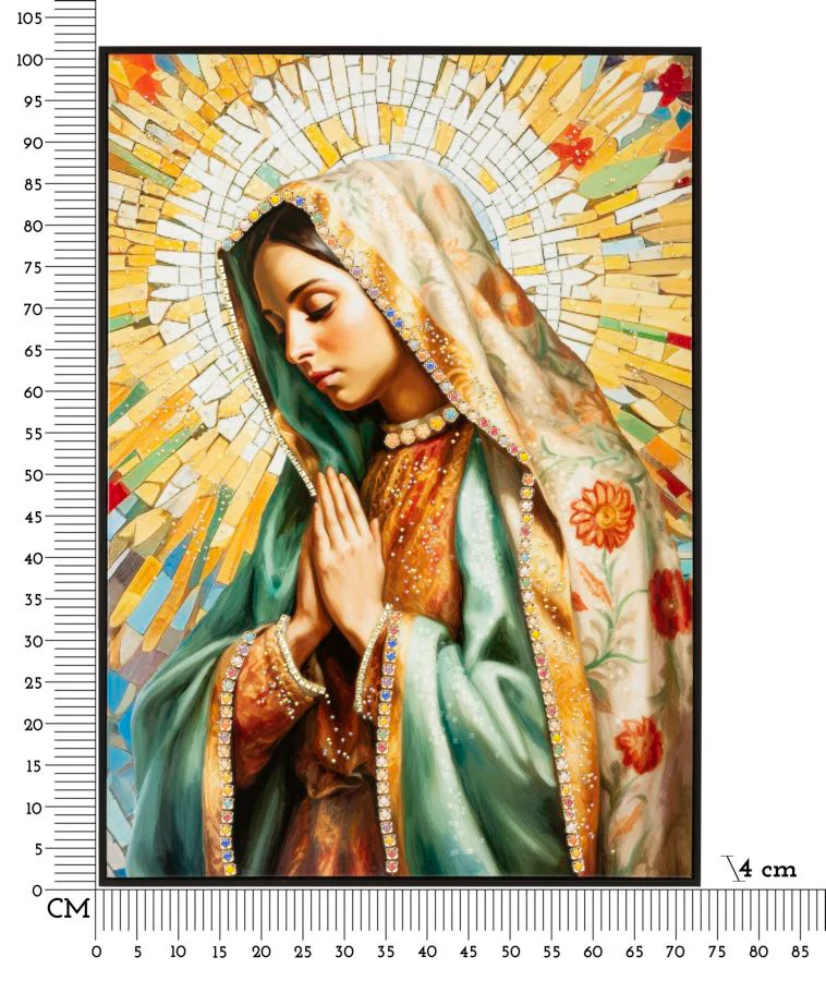 Dipinto Su Tela Laccato Madonna -A- Con Cornice 72X102 - Image 7