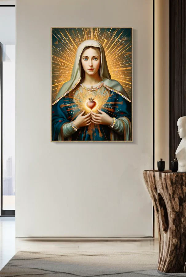 Dipinto Su Tela Laccato Madonna -B- Con Cornice 72X4X102 - Image 6