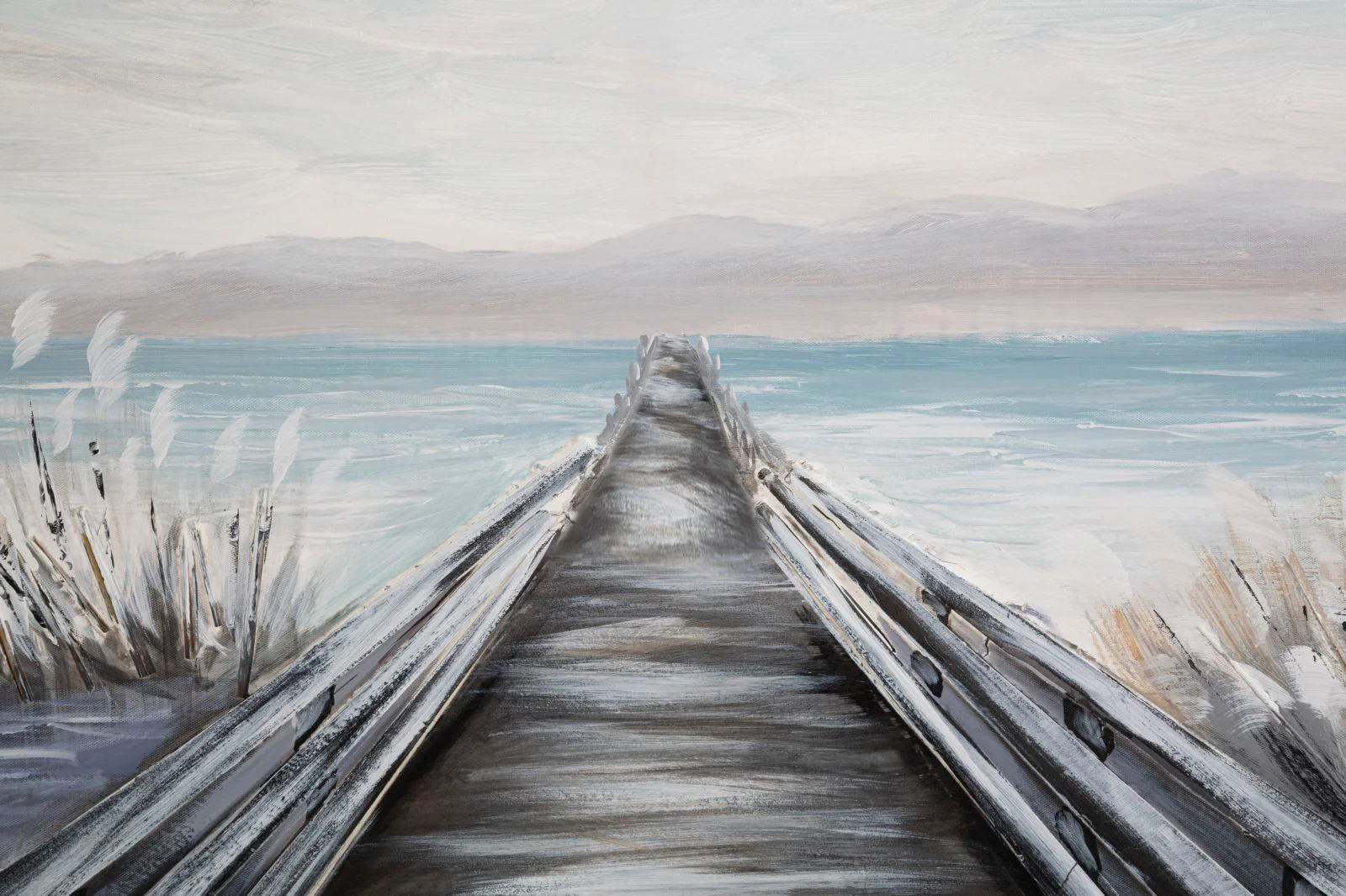 Opera d'Arte su Tela con Pontile - Dimensioni 120x3,8x80 cm - Image 2