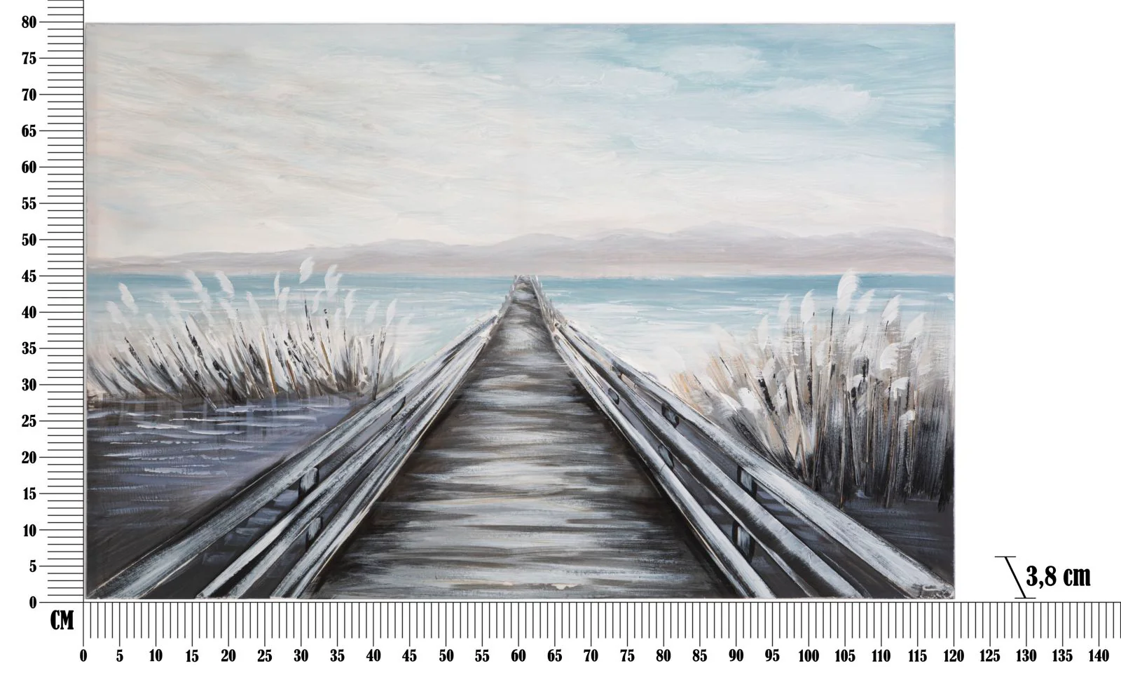 Opera d'Arte su Tela con Pontile - Dimensioni 120x3,8x80 cm - Image 6