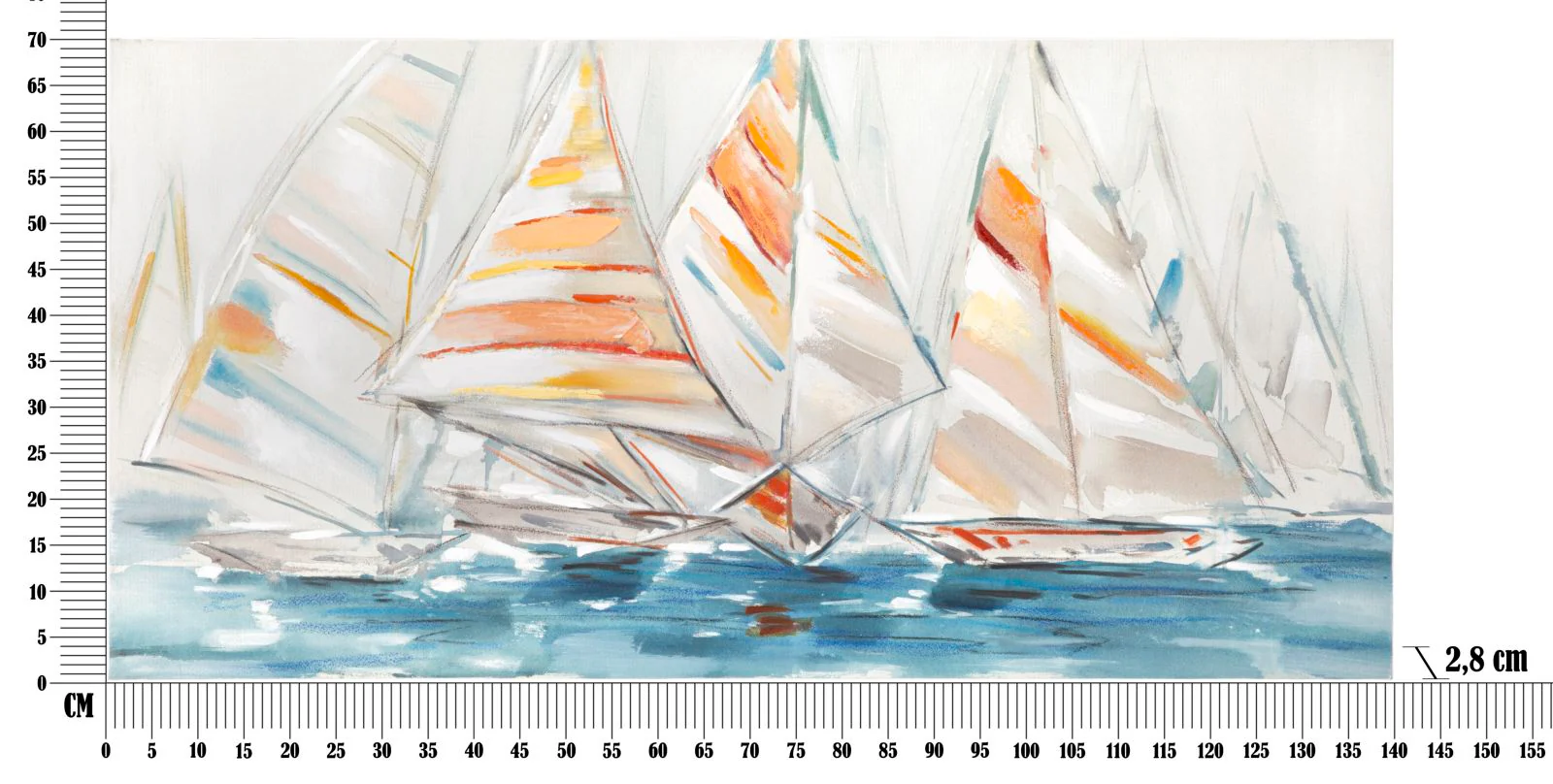 Dipinto su tela con barche a vela cm 140x2,8x70 - Image 6