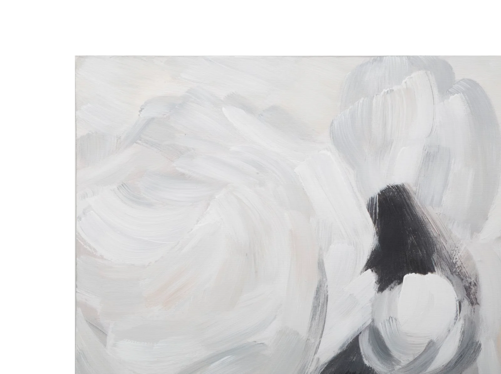 Opera d'Arte Floreale su Tela - Fiori Bianchi - 90x3,7x90 cm - Image 2