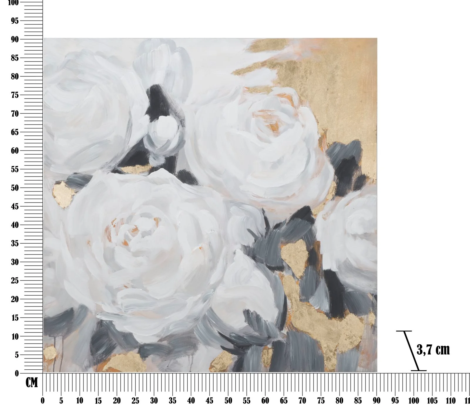 Opera d'Arte Floreale su Tela - Fiori Bianchi - 90x3,7x90 cm - Image 7