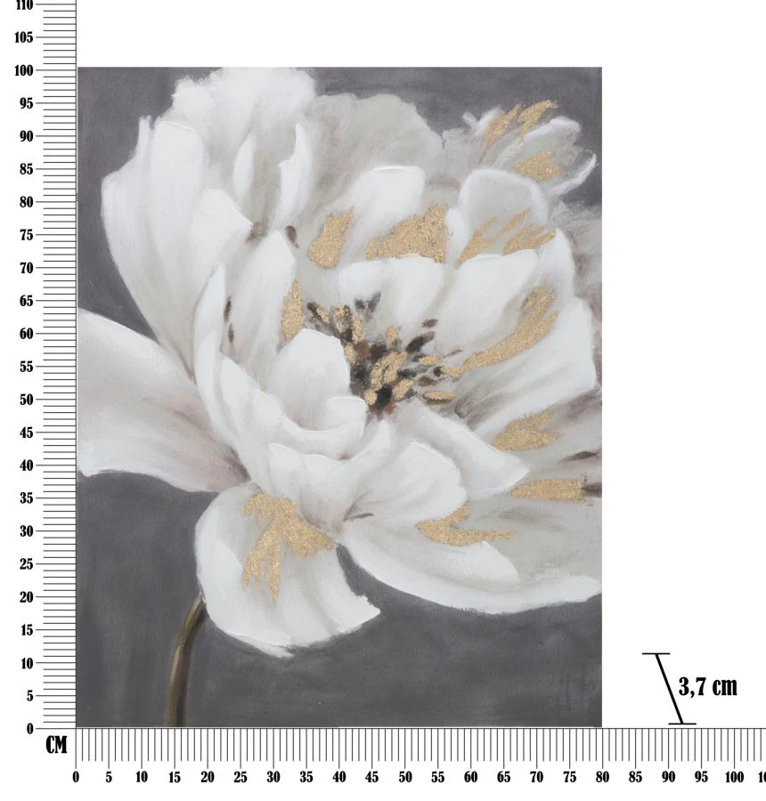 Dipinto Floreale Elegante su Tela Bianco/Oro cm 80x3,7x100 - Image 6
