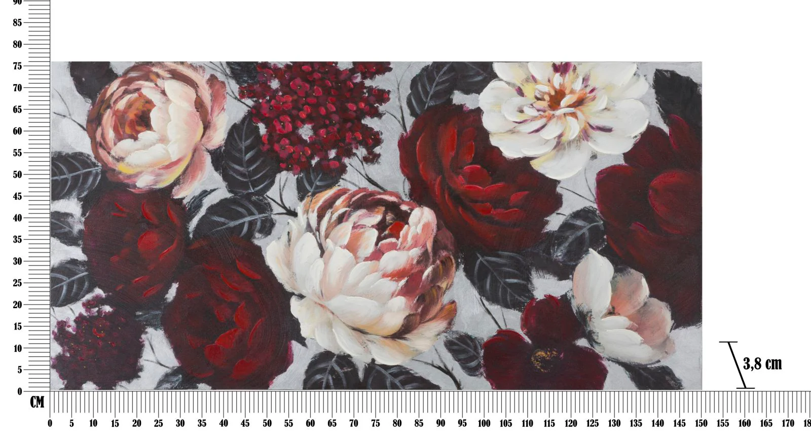 Dipinto su Tela Fiori Bianchi e Rossi con Sfondo Chiaro 150x3,8x76 - Image 6