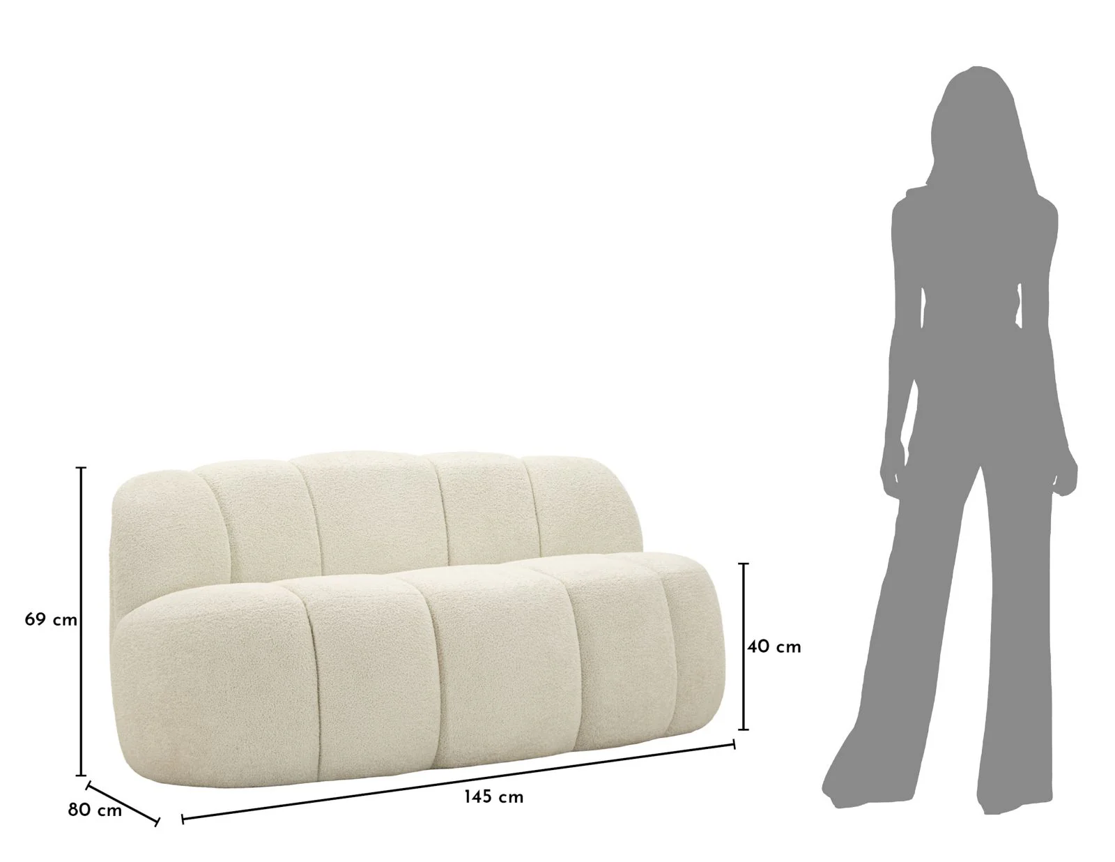 Divanetto Ball Bianco In Plywood Con Spugna E Poliestere 145x80x69 Cm Design Scultoreo Glamour - Image 9