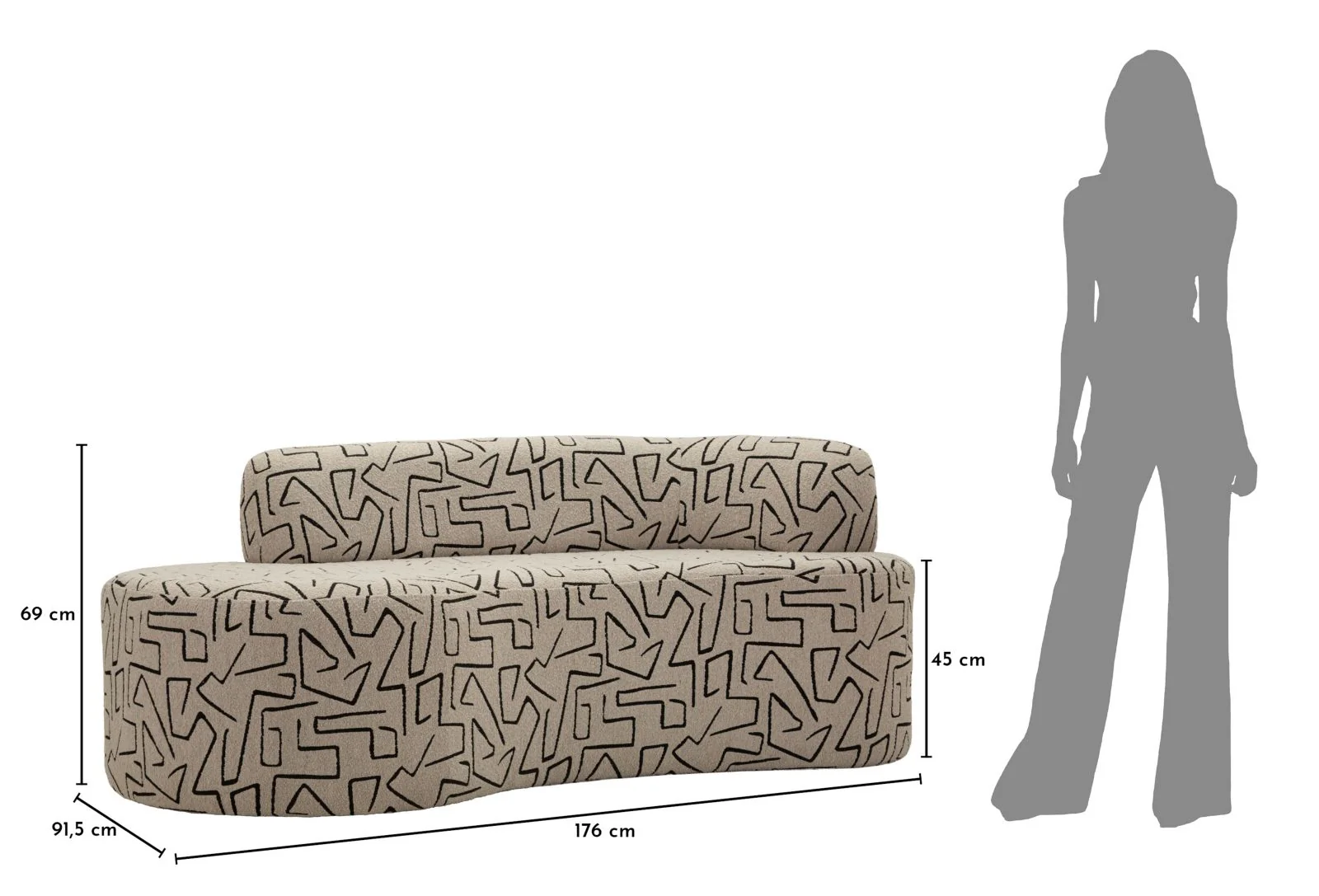 Divanetto Nairobi Cm 176 X 91,5 X 69 In Legno Compensato Spugna E Poliestere Per Salotto Moderno - Image 9