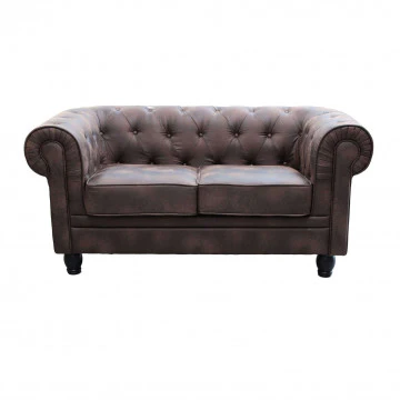 Divano Chesterfield in ecopelle bianca o marrone vintage 2 o 3 posti - Image 3
