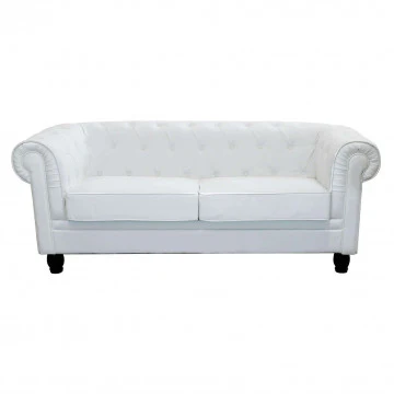 Divano Chesterfield in ecopelle bianca o marrone vintage 2 o 3 posti - Image 5