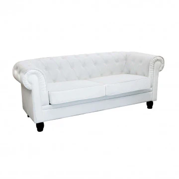 Divano Chesterfield in ecopelle bianca o marrone vintage 2 o 3 posti - Image 6