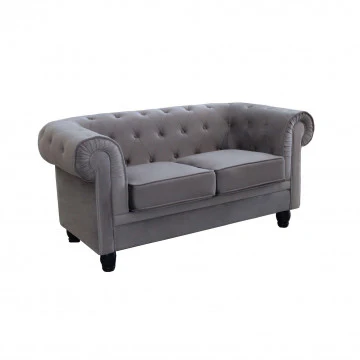 Divano Chesterfield in velluto blu o taupe con lavorazione capitonné - Image 2