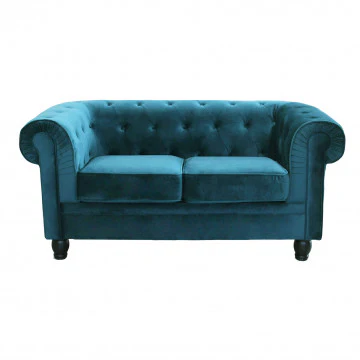 Divano Chesterfield in velluto blu o taupe con lavorazione capitonné - Image 3