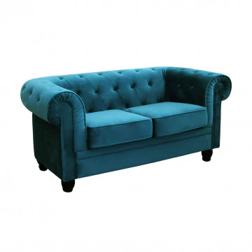 Divano Chesterfield in velluto blu o taupe con lavorazione capitonné - Image 4
