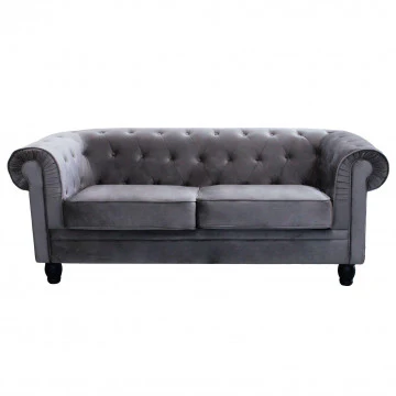 Divano Chesterfield in velluto blu o taupe con lavorazione capitonné - Image 5