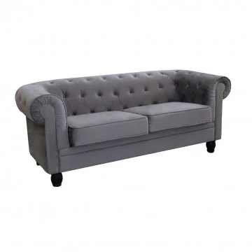 Divano Chesterfield in velluto blu o taupe con lavorazione capitonné - Image 6
