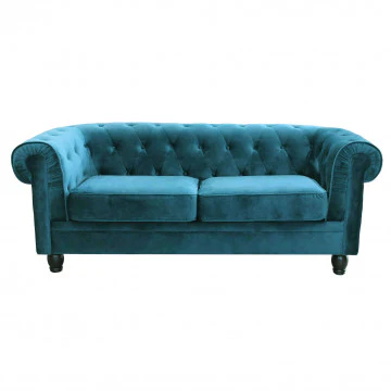 Divano Chesterfield in velluto blu o taupe con lavorazione capitonné - Image 7