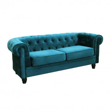 Divano Chesterfield in velluto blu o taupe con lavorazione capitonné - Image 8