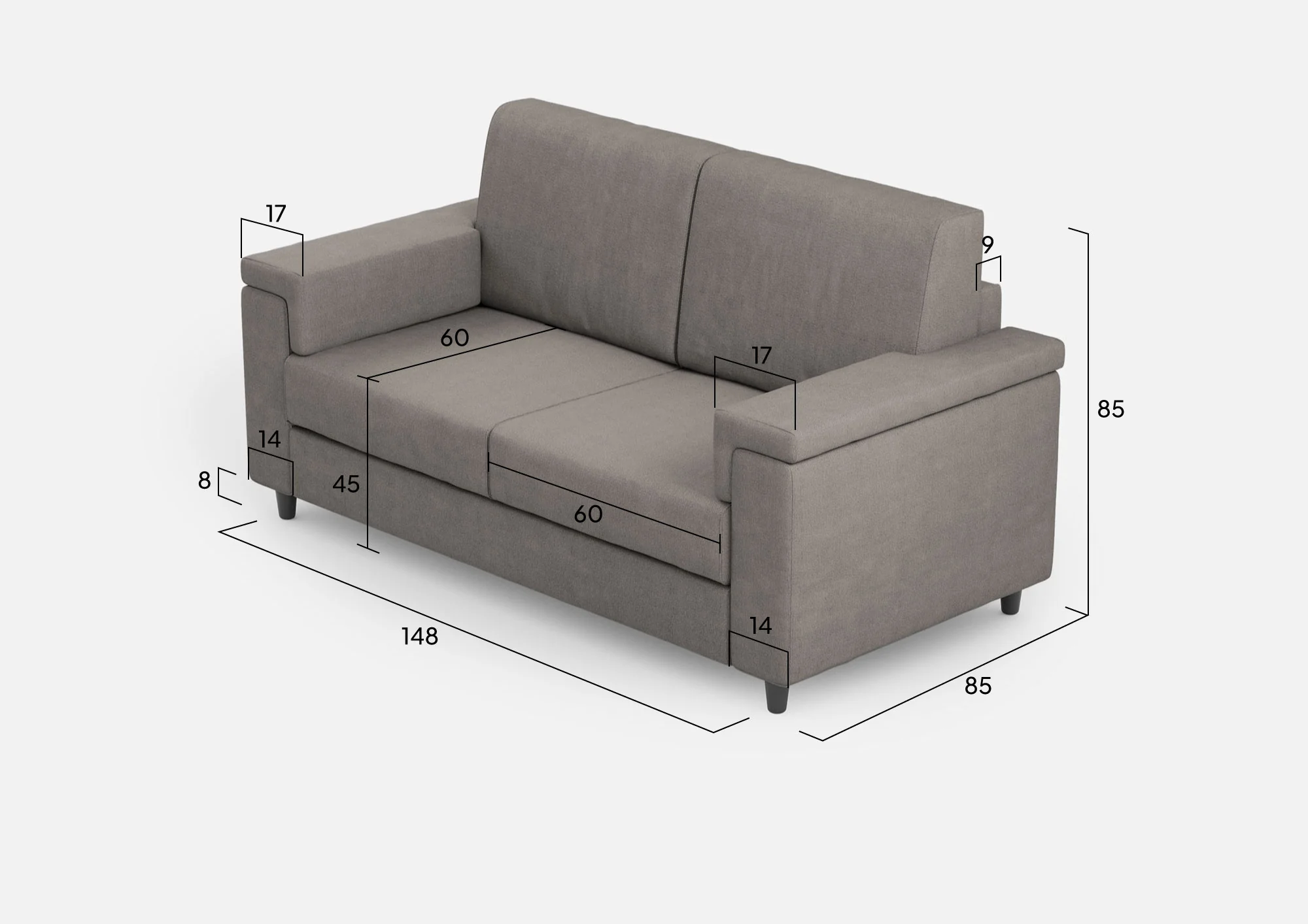 Divano Marrak 2 posti (due sedute da 60cm) misure esterne L.148cm - Image 22