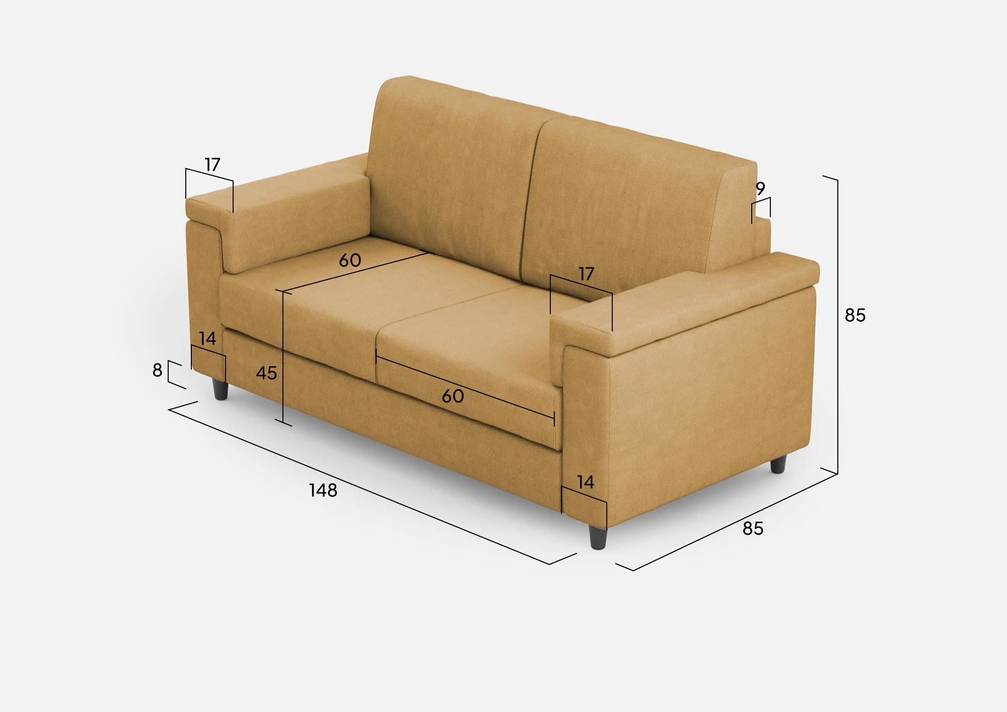 Divano Marrak 2 posti (due sedute da 60cm) misure esterne L.148cm - Image 37