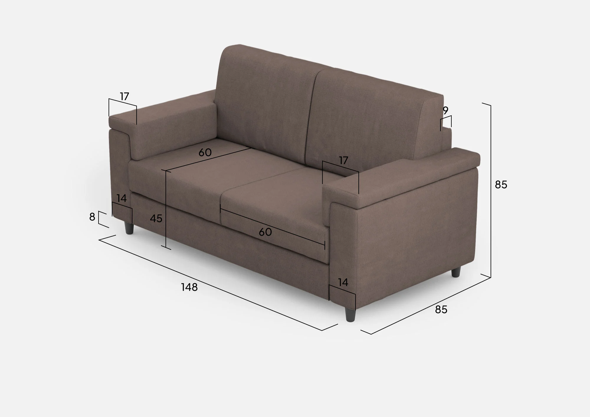 Divano Marrak 2 posti (due sedute da 60cm) misure esterne L.148cm - Image 62