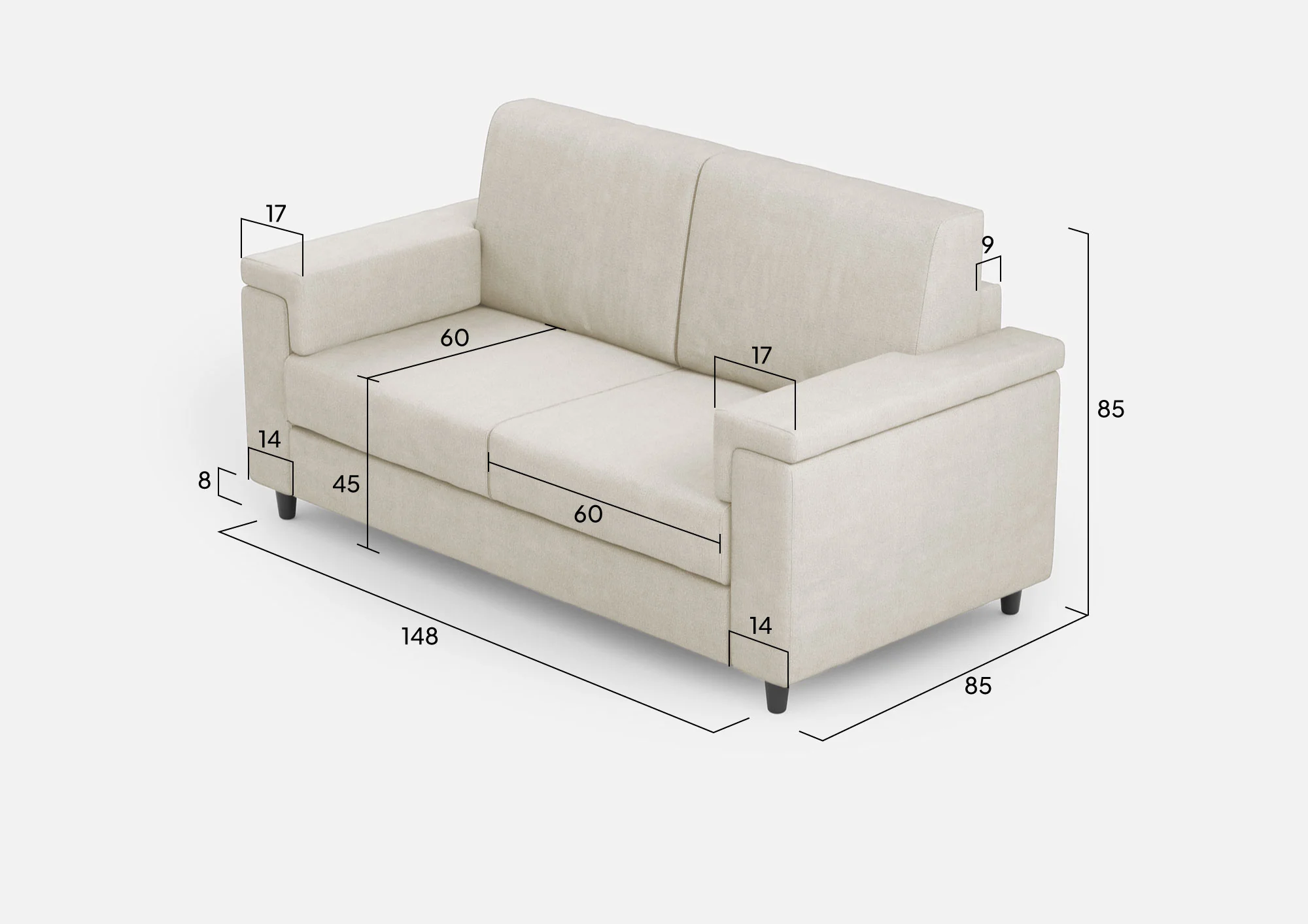 Divano Marrak 2 posti medio (due sedute da 70cm) misure esterne L.168cm - Image 29