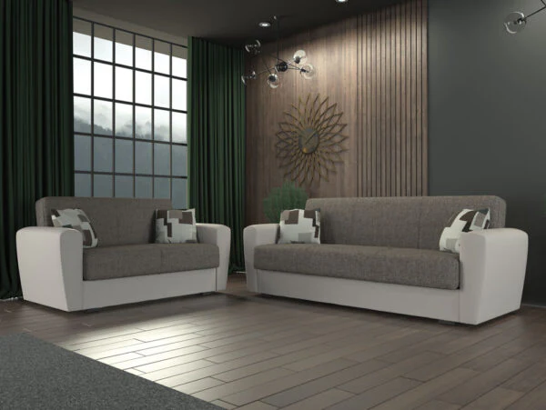 Divano Letto Miami 2 Posti (162x66x80 cm) in Ecopelle e Tessuto - Image 5