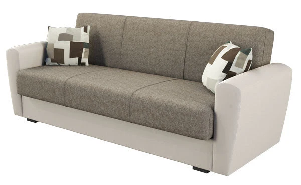 Divano Letto Miami 3 Posti in Tessuto/Ecopelle- Beige e Grigio - Image 3