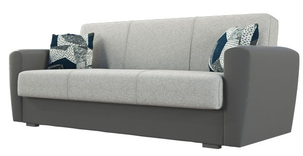 Divano Letto Miami 3 Posti in Tessuto/Ecopelle- Beige e Grigio - Image 4