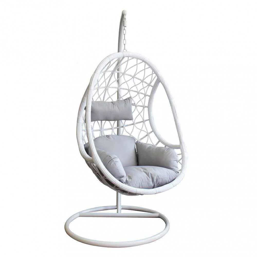 Dondolo Capraia - Wicker e Metallo Colore Bianco 195x93x122cm - Image 2