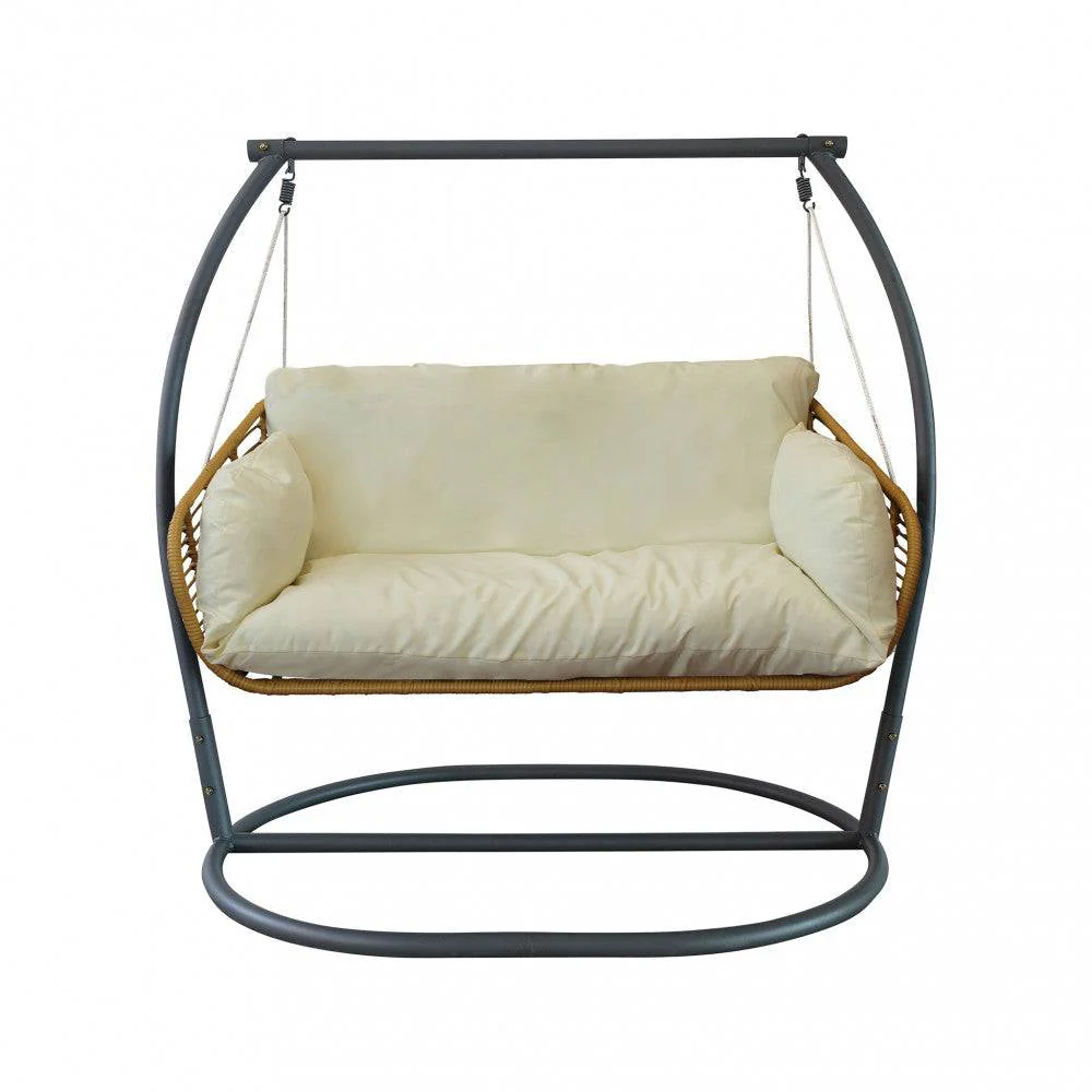 Poltrona Relax Dondolo Glasgow 2 Posti - Metallo e Wicker