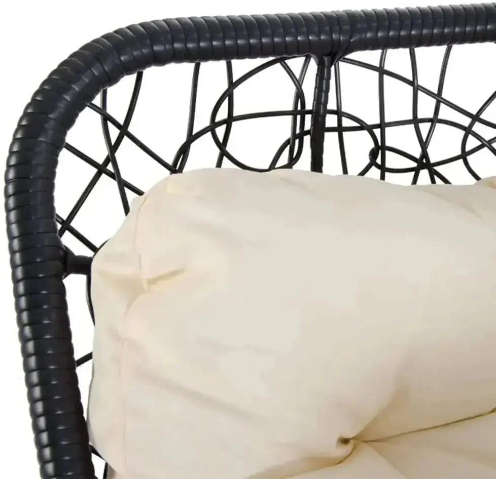 Dondolo poltrona pensile aperta con struttura in acciaio e rattan sintetico intrecciato - Image 3