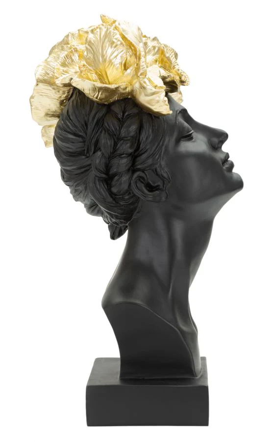 Statua Elegante Donna con Copricapo Decorato in Foglie e Farfalle 21x20x36,5 cm - Image 2