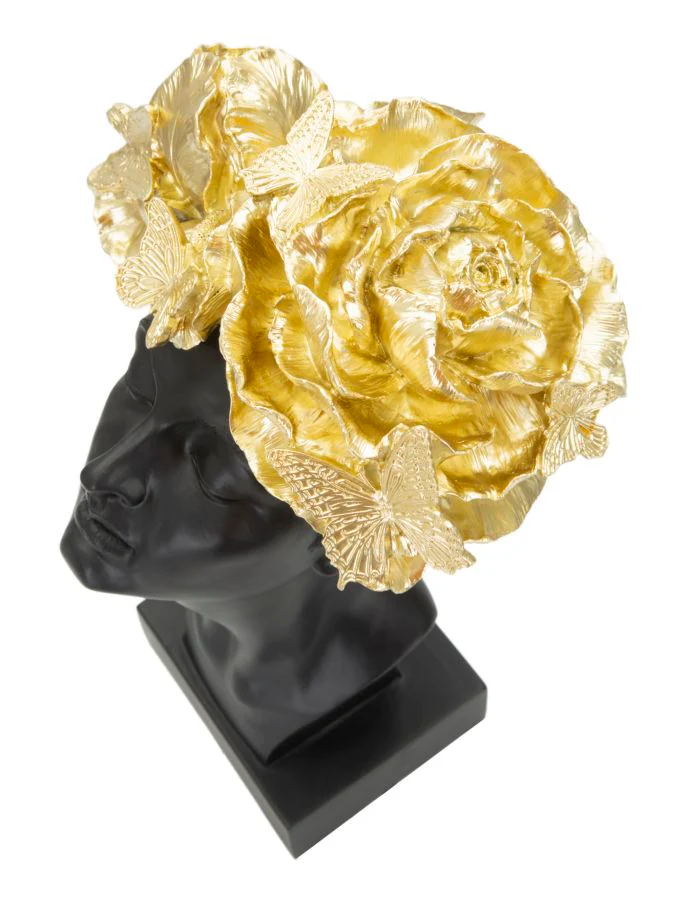 Statua Elegante Donna con Copricapo Decorato in Foglie e Farfalle 21x20x36,5 cm - Image 6