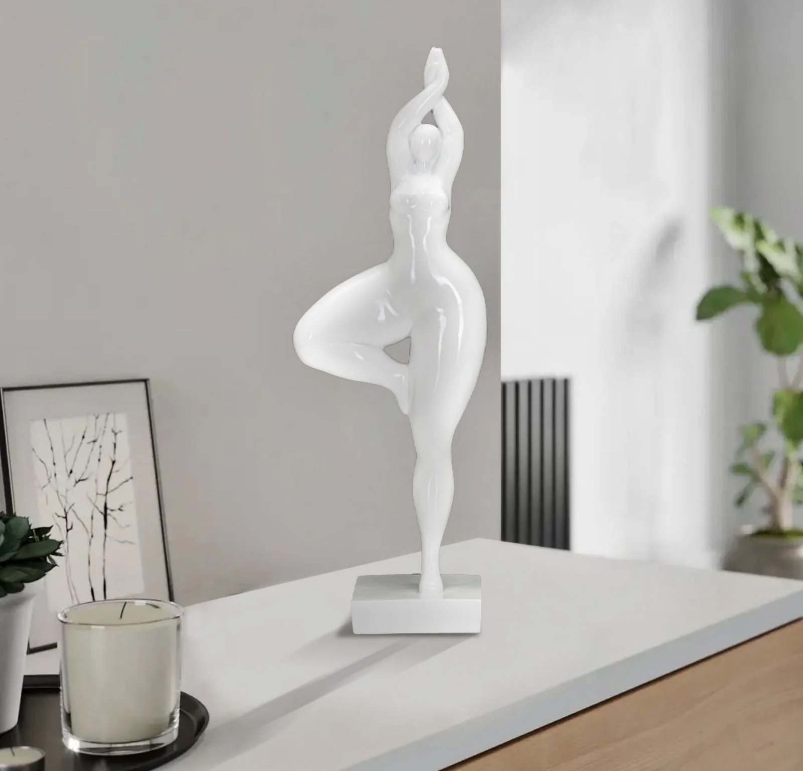 Statua Elegante di Donna in Posizione Yoga 16x9x45,8 cm - Image 6