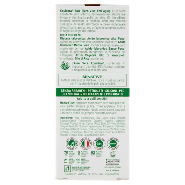 EQUILIBRA ALOE VERA SIERO VISO ANTI AGING SENSITIVE 30 ML - Image 3