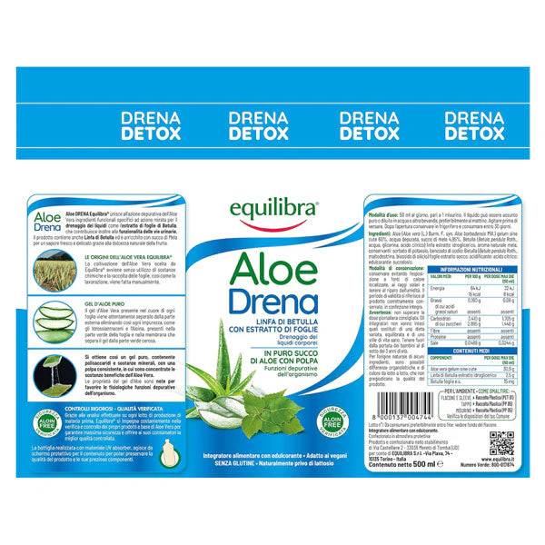 EQUILIBRA INTEGRATORE ALOE DRENA DETOX 500 ML - Image 2